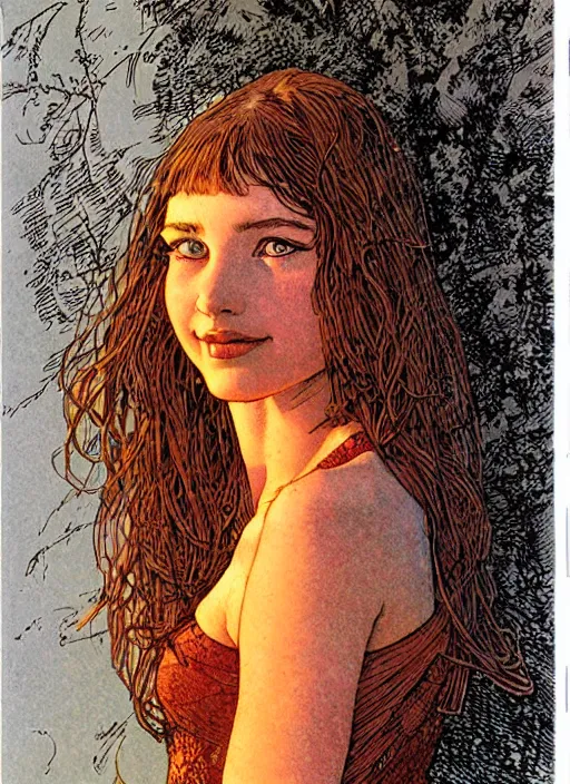Image similar to a portrait of a pretty young lady by barry windsor smith