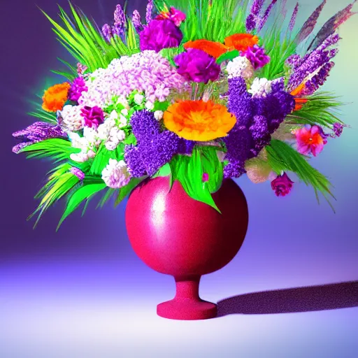 Prompt: a vase with a colorful and beautiful flower arrangement. beautiful lighting, 4 k post - processing, trending in art station, cg society, highly detailed, 5 k extremely detailed, 3 d. cinematic scene.