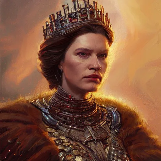 Image similar to queen elizabeth the second as a realistic fantasy d & d character, closeup portrait art by donato giancola and greg rutkowski, realistic face, digital art, trending on artstation