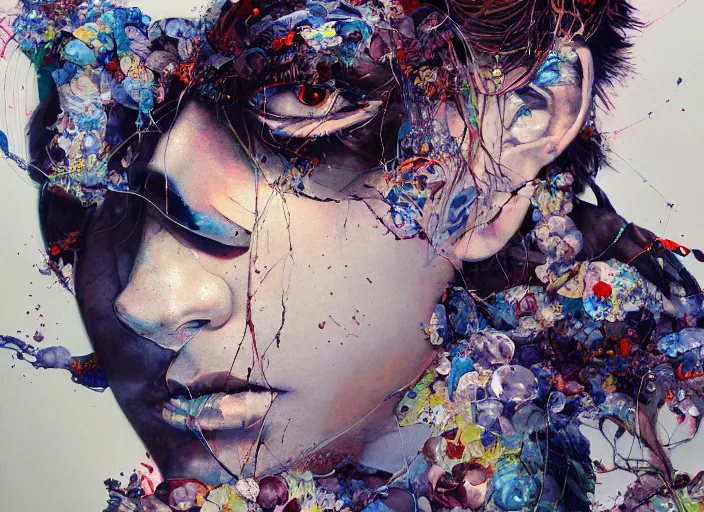 Image similar to monumental portrait soft light painted by yoshitaka amano, and erik jones, inspired by james jean, smooth texture, intricate oil painting, high detail illustration, sharp high detail, manga and anime 1 9 9 9