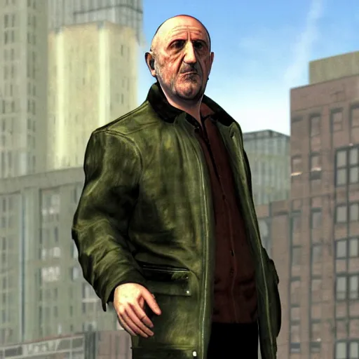 Prompt: mike ehrmantraut on the cover of gta 4