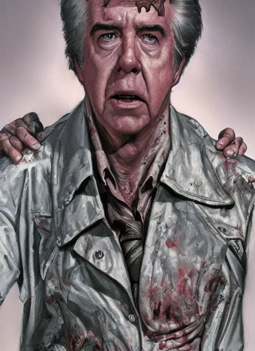 Image similar to portrait Clu Gulager as Burt from Return of the Living Dead (1985), highly detailed, centered, solid color background, digital painting, artstation, concept art, smooth, sharp focus, illustration, artgerm, donato giancola, Joseph Christian Leyendecker, Les Edwards, Ed Repka, WLOP