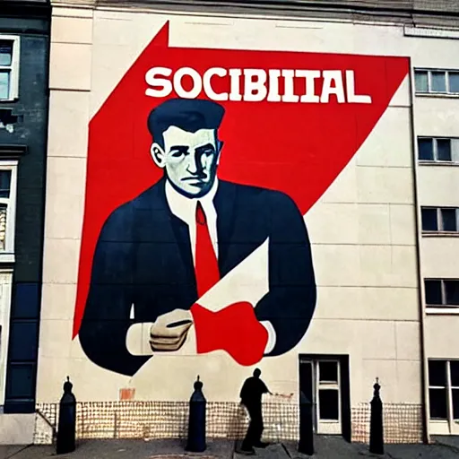 Image similar to a socialist realist mural that only says daily!!!!!!!!