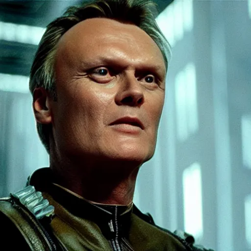 Image similar to Anthony Head as Cyberpunk Uther