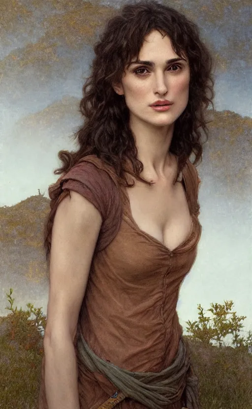 Prompt: winona ryder, kiera knightly, traditional corsican, intricate, highly detailed, artstation, illustration, jurgens, rutkowski, bouguereau, pastoral, rural, georgic