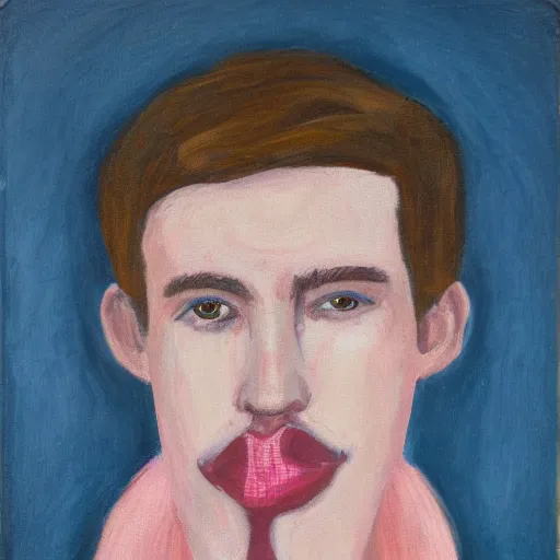 Image similar to portrait of 2 0 year old white man with big pink lips, messy medium length hair