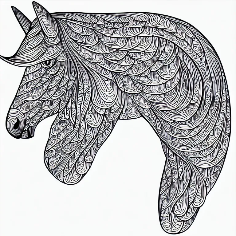 Image similar to beautiful horse, ornamental, fractal, line art, vector, outline, simplified