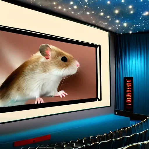 Image similar to photo of the cinema screen, a movie about hamsters, unedited, sharp focus, 8 k