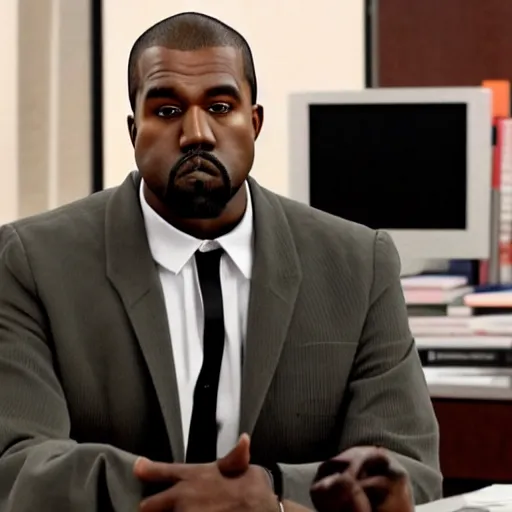 Image similar to Kanye west in the office 4K quality super realistic