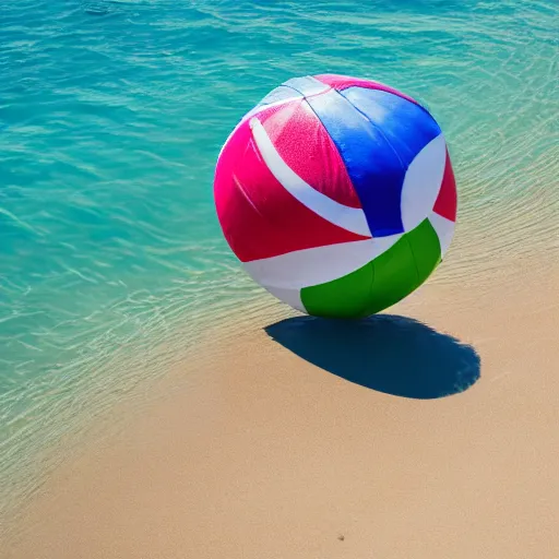 Prompt: beach ball in the ocean