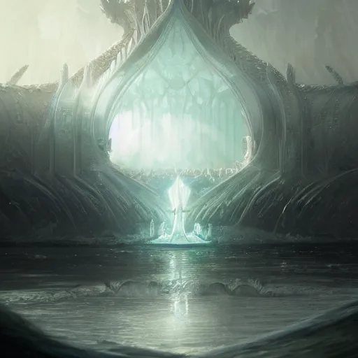 Prompt: In front of the throne there was also something that was transparent like glass, and that looked like a sea. In the center of the circle, around the throne, were four living beings who had eyes all over their bodies, in front and behind. , Greg rutkowski, Trending artstation, cinematographic, hyperrealistic