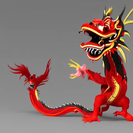 Prompt: chinese dragon dance detailed photo realistic 3d render unreal engine