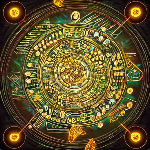 Image similar to mitochondria is the powerhouse of the cell, digital art, trending on artstation, unreal engine, HD photograph, sacred, mathematical symbols floating in the air