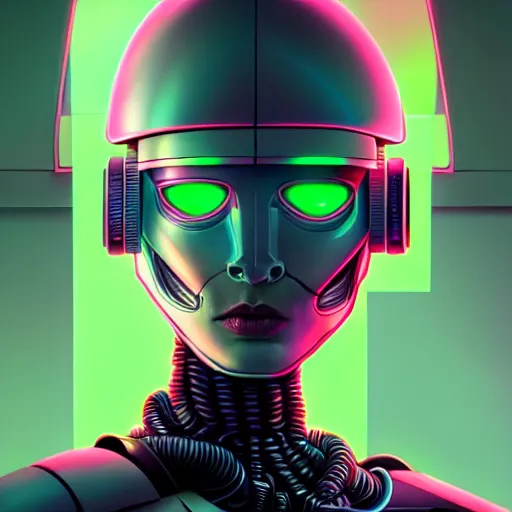 Prompt: highly detailed surreal neon robot android young christina hendricks, robocop, scream, stephen bliss, unreal engine, greg rutkowski, loish, rhads, beeple, makoto shinkai and lois van baarle, ilya kuvshinov, rossdraws, tom bagshaw, global illumination, detailed and intricate environment