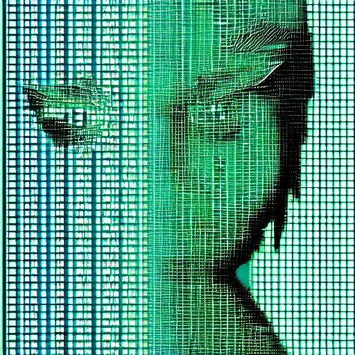 Prompt: anime girl in ascii art style, terminal text, green, blue colors, black background