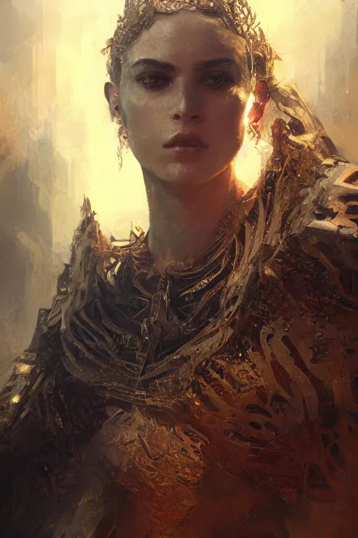 Image similar to Avalon knight, close-up portrait, fierce, intricate, elegant, volumetric lighting, scenery, digital painting, highly detailed, artstation, sharp focus, illustration, concept art, ruan jia, steve mccurry