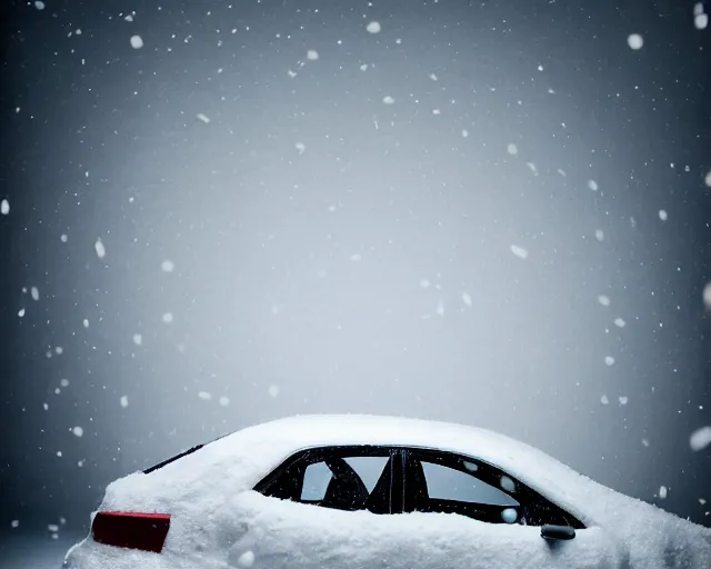 Prompt: car made of snow, studio light, dark background, 3 5 mm photography