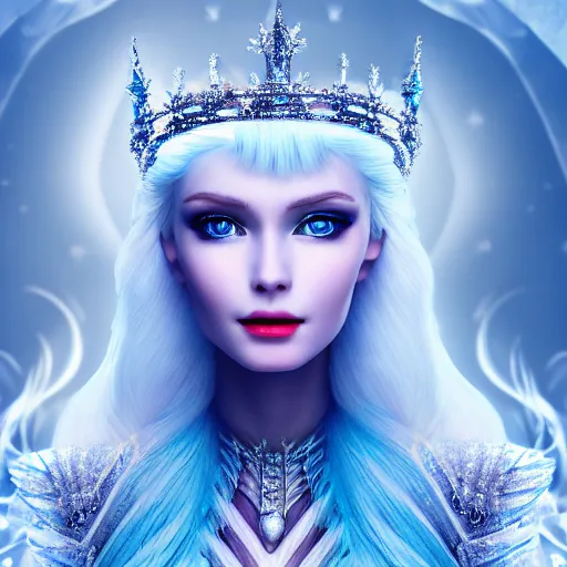 Image similar to photo of a real-life very beautiful! ice queen, highly detailed, 4k,