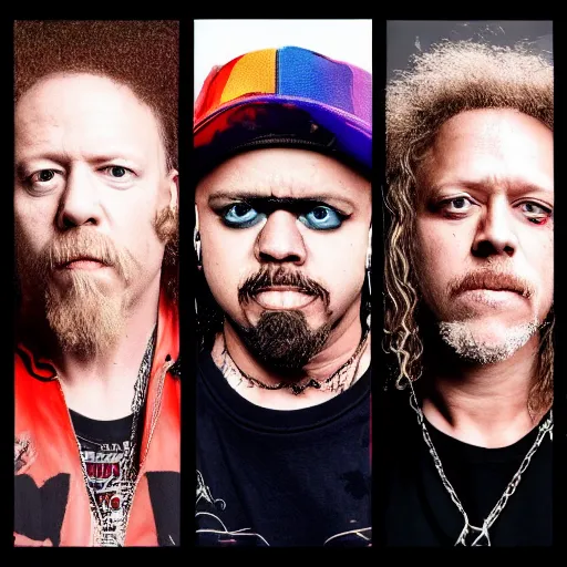 Prompt: Metallica reimagined as a 2020 SoundCloud rap group