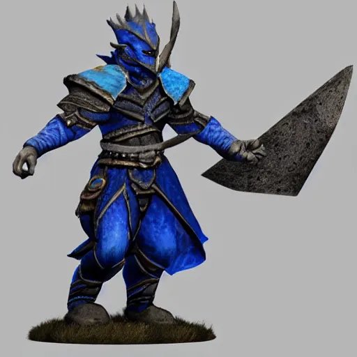 Prompt: photorealistic blue dragonborn cleric of a storm god, dungeons and dragons, lightning, tempest shield, holy