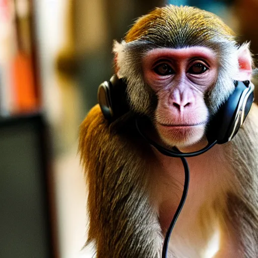 Image similar to monkey with headphones