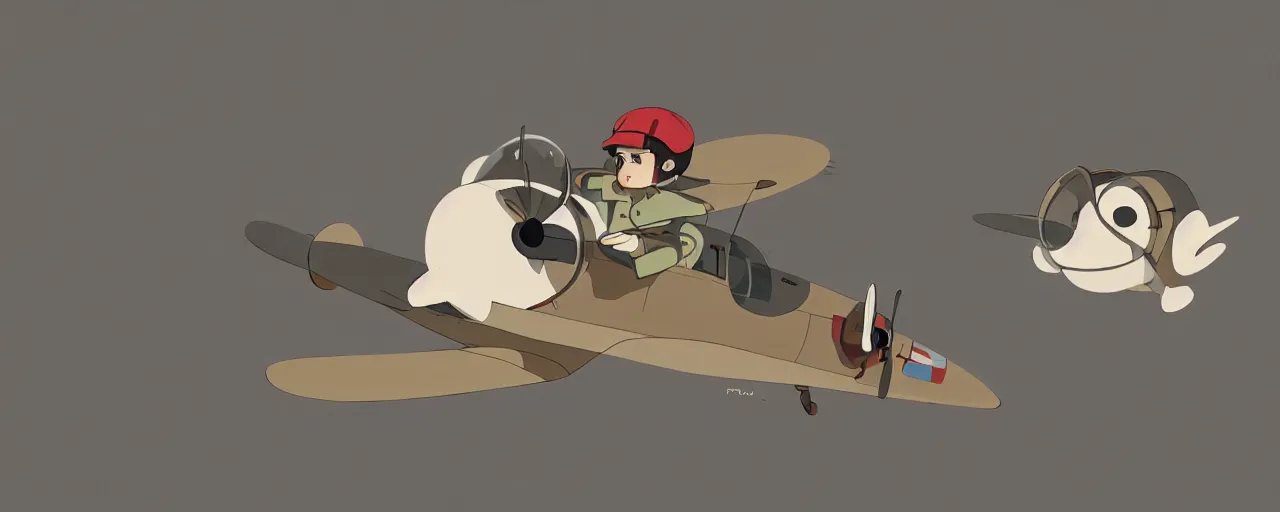 Image similar to baby harp seal dressed as a 1 9 3 0 s pilot flying a japanese zero, 1 9 3 0 s, atey ghailan, goro fujita, studio ghibli, rim light, intense daytime lighting, clear focus, very coherent