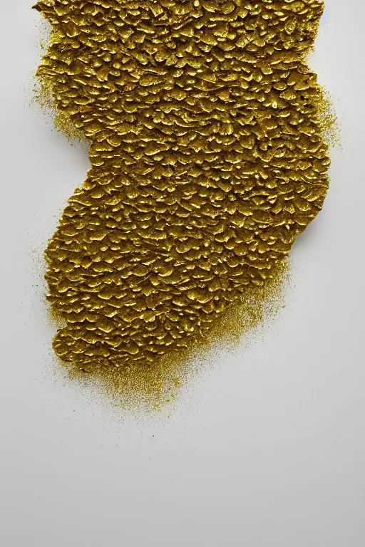 Prompt: ! dream gold abstract blob shapes and flowers by daniel arsham on a white background