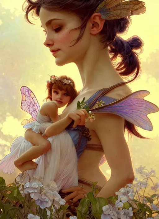 Image similar to group photo of pixie and fairy and sprite, intricate, social media, soft face, highly detailed, digital painting, artstation, concept art, sharp focus, cinematic lighting, illustration, art by artgerm and greg rutkowski, alphonse mucha, cgsociety