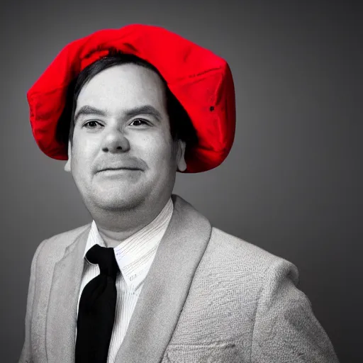 Image similar to portrait of a man wearing a ridiculous communist costume