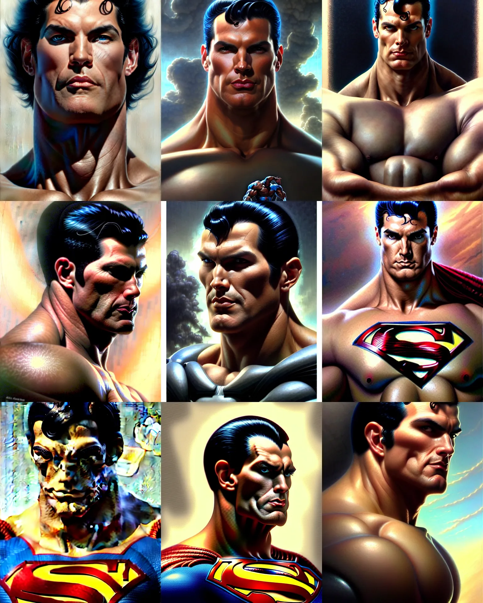 Prompt: solid thick super muscly male portrait, black hair, three day growth, superman, ultra realistic, intricate details, the fifth element artifacts, highly detailed by peter mohrbacher, allen williams, hajime sorayama, wayne barlowe, boris vallejo, aaron horkey, gaston bussiere, craig mullins