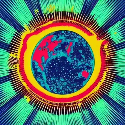 Image similar to 2 planet collapse particle fusion element macro cosmic art by butcher billy, sticker, colorful, illustration, highly detailed, simple, smooth and clean vector curves, no jagged lines, vector art, smooth andy warhol style