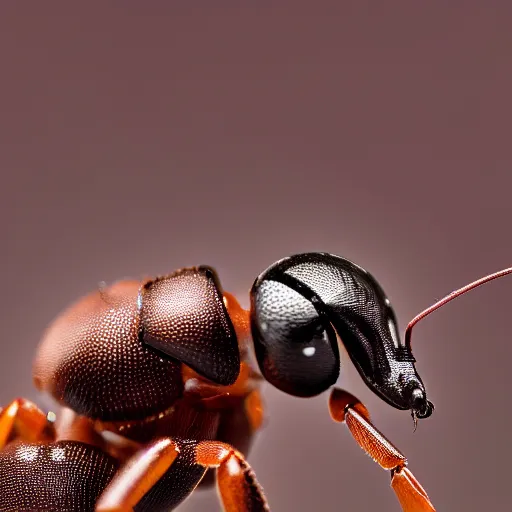 Prompt: an ant with small robotic parts. macro photograph. nikon.