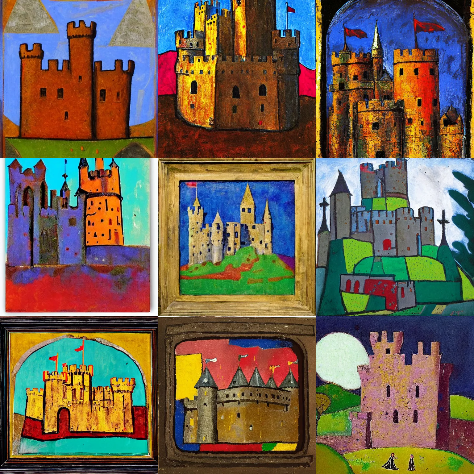 Prompt: medieval castle, by john hoyland