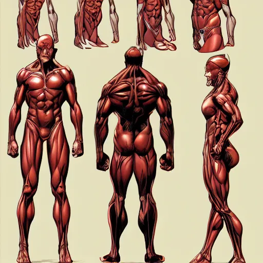 Image similar to x - men character muscular anatomy study, high resolution,