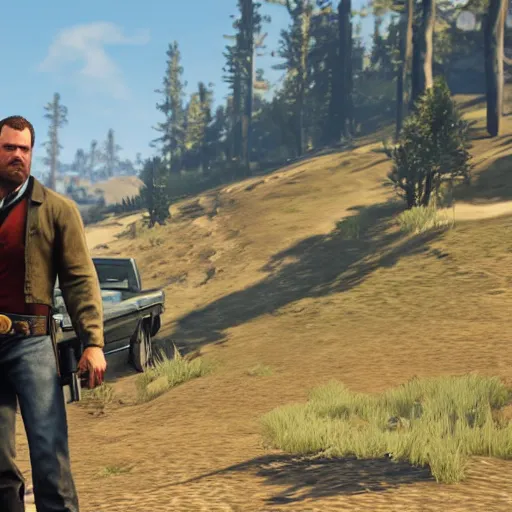 Prompt: Arthur Morgan in Gta 5, gameplay screenshot