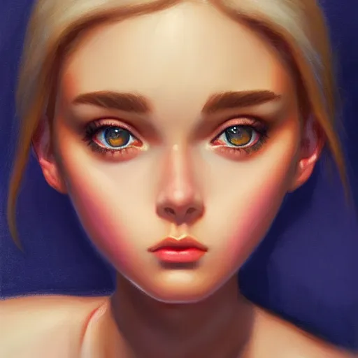 Prompt: a portrait of a beautiful girl mage, bored, illustration, soft lighting, soft details, painting oil on canvas by margaret keane and artgerm, trending on artstation, 4k, 8k, HD