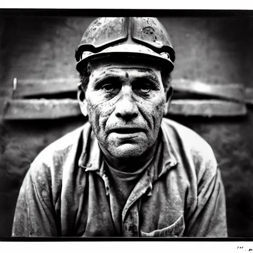 Image similar to portrait of coal mine worker by Diane Arbus, 50mm, bokeh