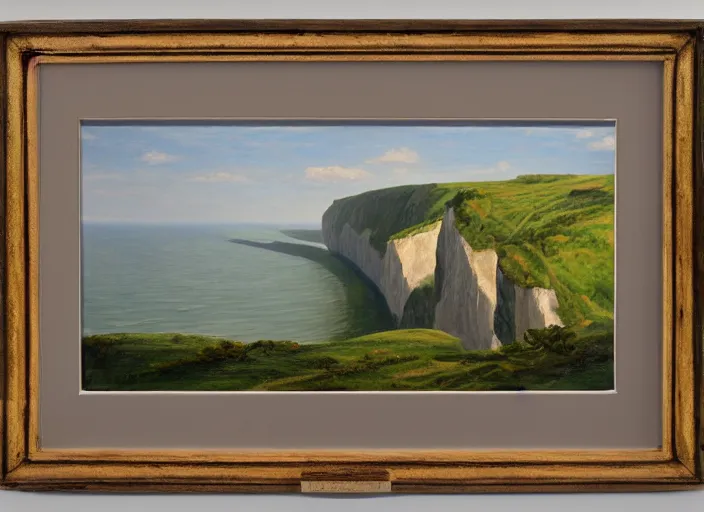 Image similar to cliffs of dover, uk in the style of hudson river school of art, oil on canvas