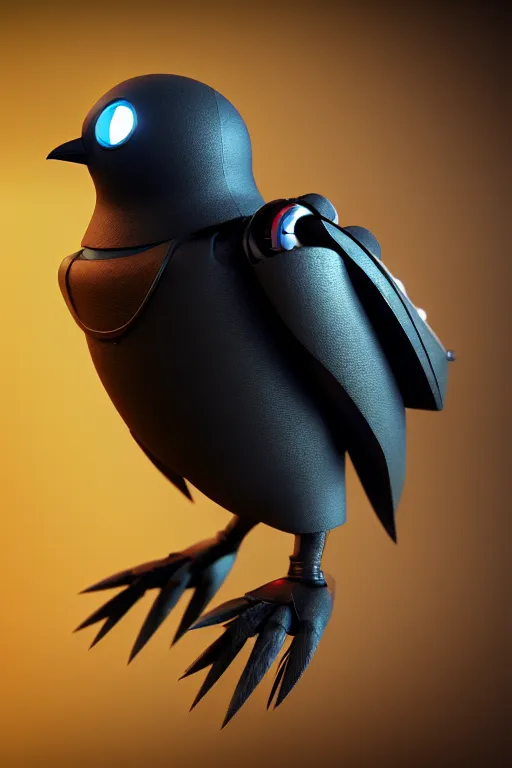 Image similar to high quality 3 d render very cute cyborg crow! sings into microphone!!, cyberpunk highly detailed, unreal engine cinematic smooth, in the style of blade runner & detective pikachu, hannah yata charlie immer, moody light, low angle, uhd 8 k, sharp focus