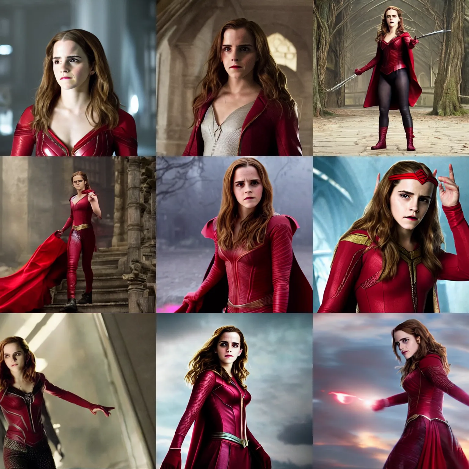 Prompt: Emma Watson as the Scarlet Witch, film still from Multiverse of Madness