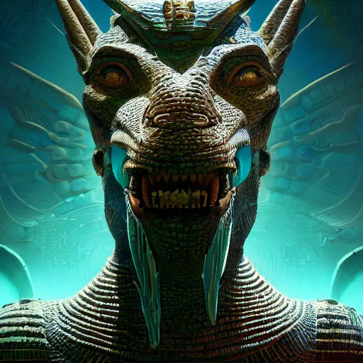 Image similar to highly detailed portrait of sobek the egyptian god, intricate alien technology, stephen bliss, unreal engine, fantasy art by greg rutkowski, loish, rhads, ferdinand knab, makoto shinkai and lois van baarle, ilya kuvshinov, rossdraws, tom bagshaw, global illumination, radiant light, detailed and intricate environment