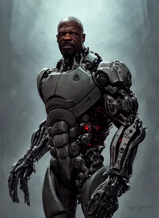 Prompt: terry crews as victor stone, full body concept, cyborg, borg, strogg, face of a man, terminator, flesh, quake strogg, doom demon, wolfenstein, monstrous, powerful, symmetry, symmetrical, concept art by ruan jia and greg rutkowski