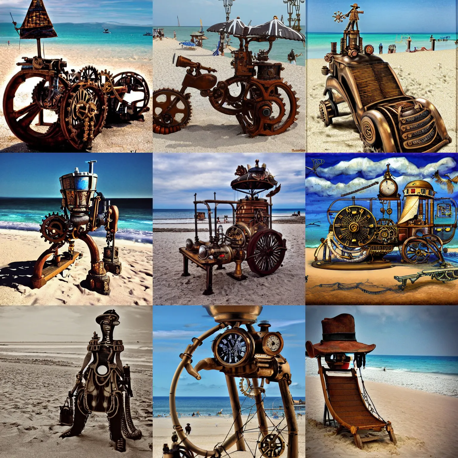 Prompt: steampunk beach