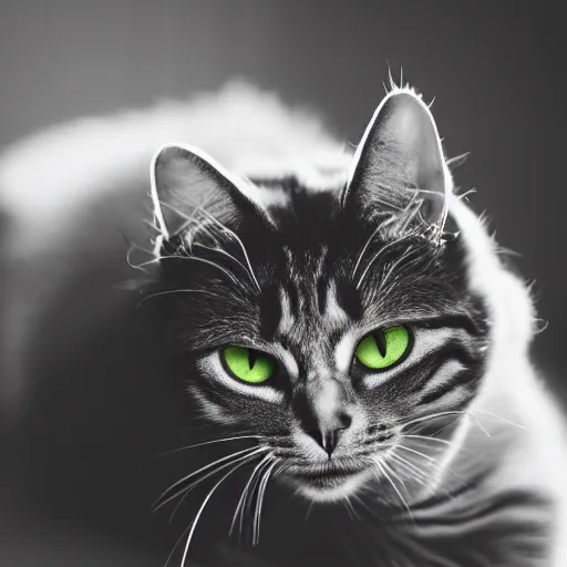 Image similar to A cat wearing a spiked helmet, black and white