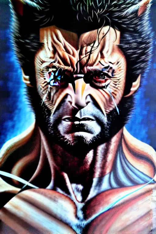 Image similar to airbrush portrait of wolverine from xmen, by dimitri patelis marvel masterpieces