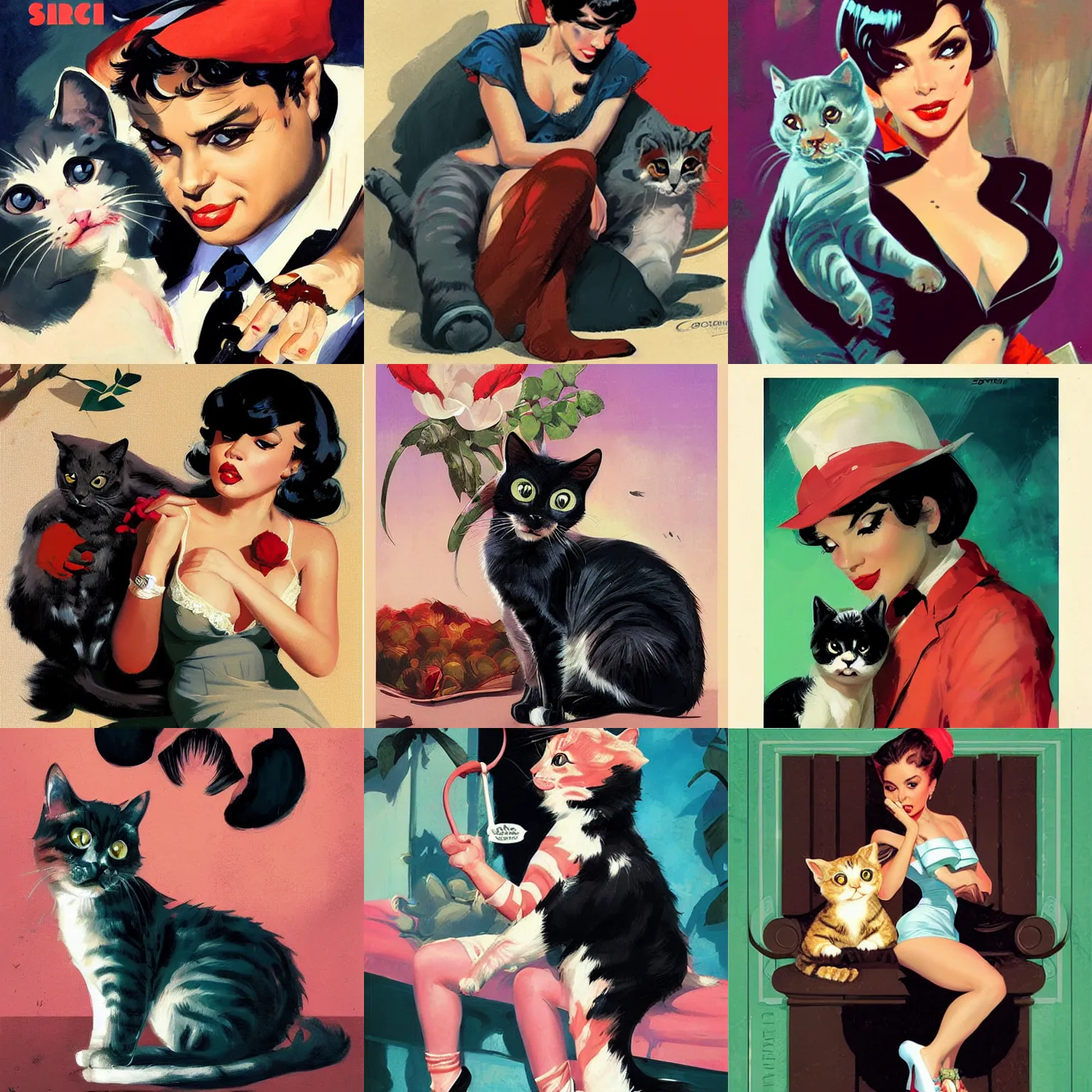 Prompt: Scarface but staring cute cat. art by Gil Elvgren and Fernanda Suarez and Greg Manchess and Sachin Teng