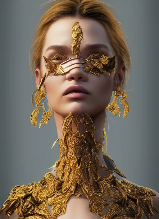 Image similar to 3d fashion portrait with fire, female, future, torch, flame, harper's bazaar, vogue, fashion magazine, intricate, concept art, close up, ornate, luxury, elite, elegant, trending on artstation, by ruan jia, by Kenneth Willardt, by ross tran, by WLOP, by Andrei Riabovitchev,