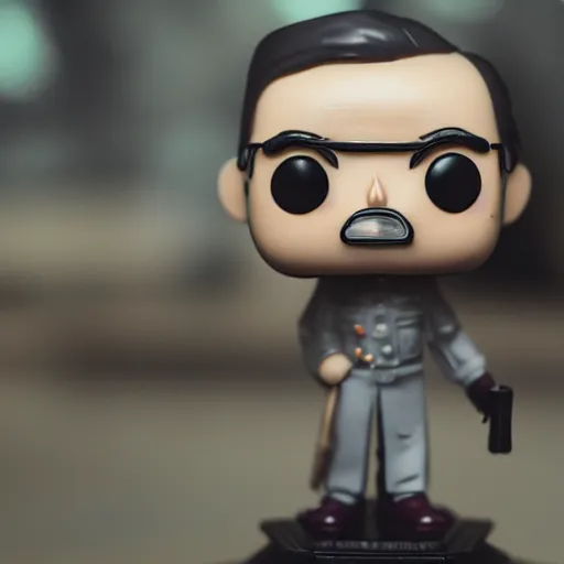 Prompt: joseph goebbels Funko pop, nazi memorabilia, toy photography, macro lens, bokeh, low depth of field, ultra detailed