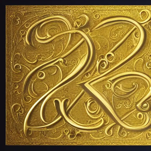 Prompt: flourished letter w, victorian typographic composition, gold, david a. smith, high detail, 4 k