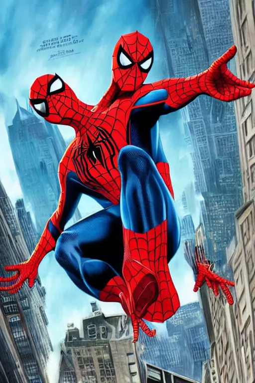 Prompt: spider man poster movie artwork, detailed art by mark brooks